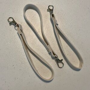 White Leather Keychain Wristlet Set